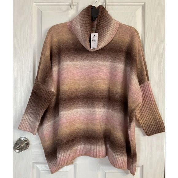 Loft Ombre Turtleneck Poncho Sweater - Picture 2 of 13